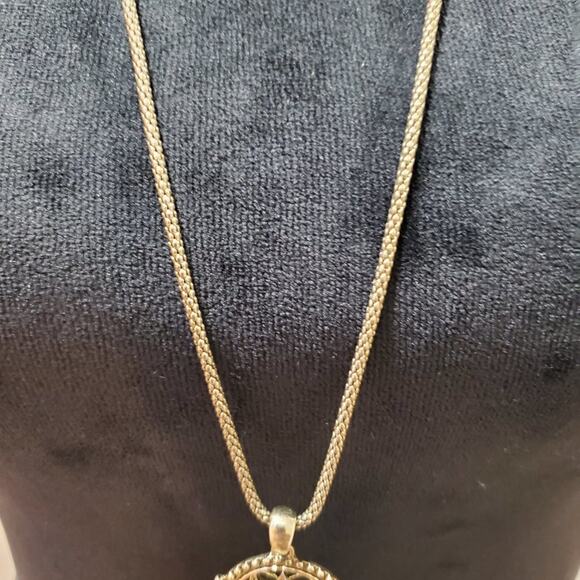 Womens Vintage Gold Tone Faux Pearl Cabochon Rhinestones Necklace - Picture 4 of 7